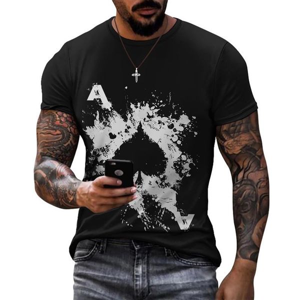 men's t-shirts summer cool design ace of spades skull print shirt men sports and leisure breathable quick-drying t streetwear, White;black 
men's t-shirts summer cool design ace of spades skull print shirt men sports and leisure breathable quick-drying t streetwear, White;black