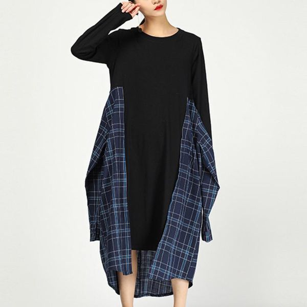 casual dresses fashion lapel long sleeve stitching lattice fake two-piece irregular dress plus woman tide autumn tc1137, Black;gray
casual dresses fashion lapel long sleeve stitching lattice fake two-piece irregular dress plus woman tide autumn tc1137, Black;gray