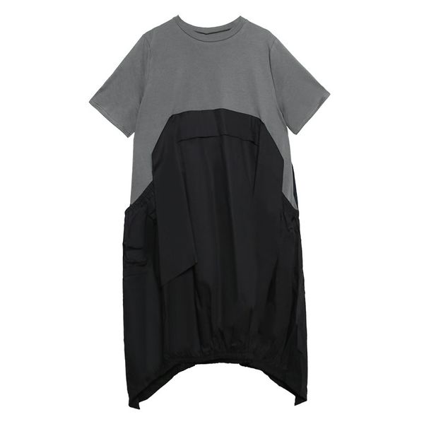 2021xitao irregular pleated hit color dress plus size loose covering belly pullover short sleeve elegant dress 2021 summer xj4818, Black;gray
2021xitao irregular pleated hit color dress plus size loose covering belly pullover short sleeve elegant dress 2021 summer xj4818, Black;gray