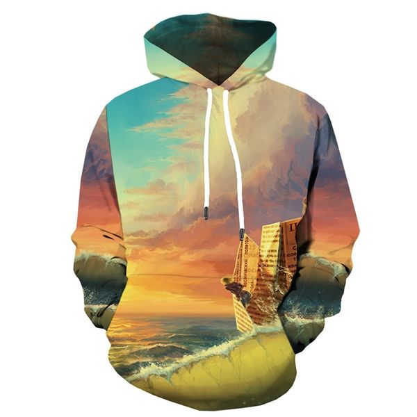 ocean 3d men's and women's hooded sweater, Black;white
ocean 3d men's and women's hooded sweater, Black;white