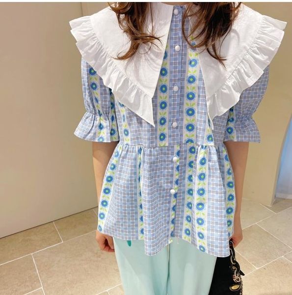 women's blouses & shirts south korea's dongdaemun 2021 summer lady sweet wood ears lapel single-breasted floral short-sleeved shir, White
women's blouses & shirts south korea's dongdaemun 2021 summer lady sweet wood ears lapel single-breasted floral short-sleeved shir, White