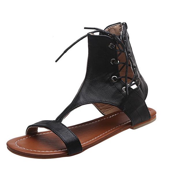 sandals women roman ladies pu leather flats 2021 summer casual round toe lace up hollow fashion women's shoes, Black
sandals women roman ladies pu leather flats 2021 summer casual round toe lace up hollow fashion women's shoes, Black