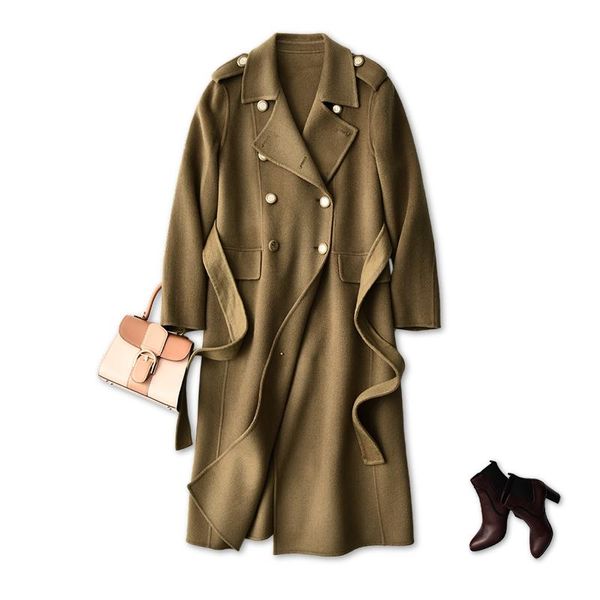 women's wool & blends shuchan trench coat for women cashmere long solid double breasted vintage turn-down collar wide-waisted, Black
women's wool & blends shuchan trench coat for women cashmere long solid double breasted vintage turn-down collar wide-waisted, Black