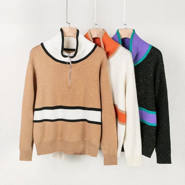 port taste all wool knitting zipper languid is lazy wind wears outside jumper loose long sleeve turtleneck short girl women's sweaters, White;black
port taste all wool knitting zipper languid is lazy wind wears outside jumper loose long sleeve turtleneck short girl women's sweaters, White;black