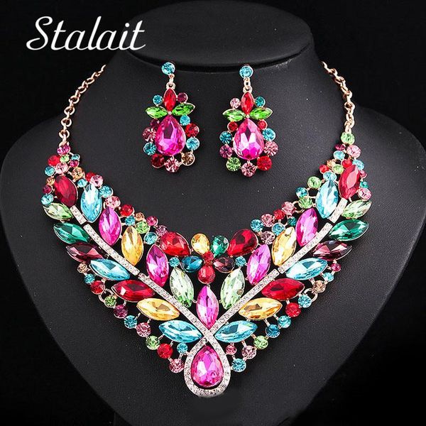 earrings & necklace charm flower austrian colorful crystal pendant wedding jewelry set for women cross gold color, Silver
earrings & necklace charm flower austrian colorful crystal pendant wedding jewelry set for women cross gold color, Silver