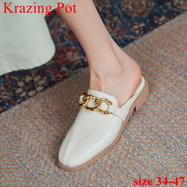 krazing pot big size 34-47 genuine leather round toe slip on outside slippers chains slingback casual women summer shoes l3f6, Black
krazing pot big size 34-47 genuine leather round toe slip on outside slippers chains slingback casual women summer shoes l3f6, Black