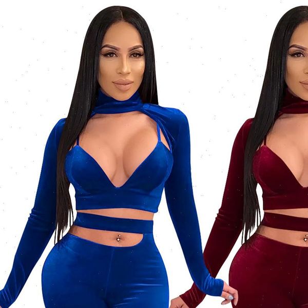 long sleeve set tracksuit womens tracksuits autumn velvet solid 2 pieces deep v crop cut out jogger pants outfits, Gray
long sleeve set tracksuit womens tracksuits autumn velvet solid 2 pieces deep v crop cut out jogger pants outfits, Gray