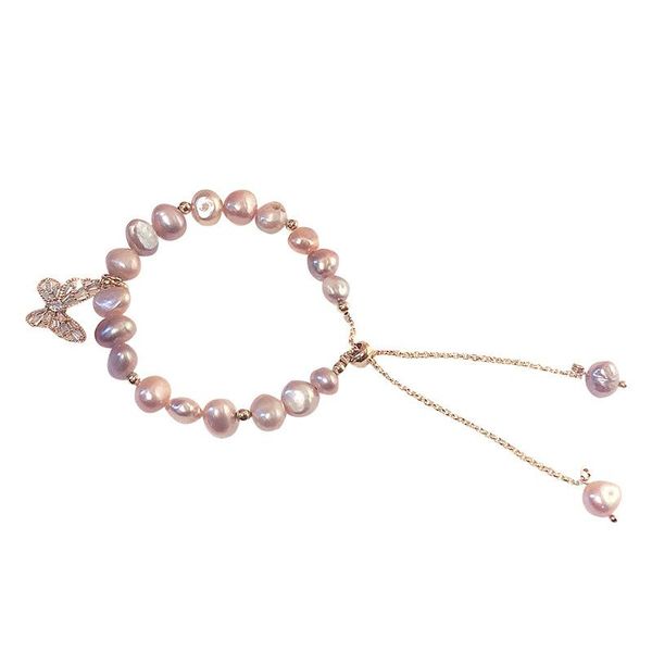 beaded, strands baroque freshwater pearl bracelet women's micro inlaid butterfly metal drawstring charm, Black
beaded, strands baroque freshwater pearl bracelet women's micro inlaid butterfly metal drawstring charm, Black