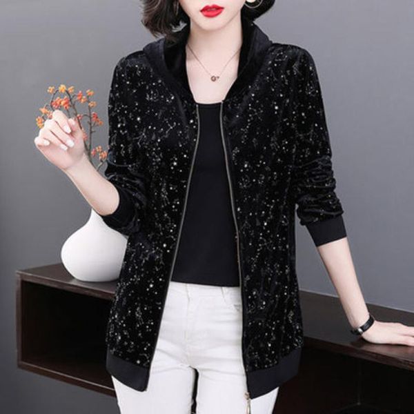 women's jackets 2021 women winter casual loose gold velvet jacket lady o-neck print zipper long sleeve female elegant hooded i926, Black;brown
women's jackets 2021 women winter casual loose gold velvet jacket lady o-neck print zipper long sleeve female elegant hooded i926, Black;brown