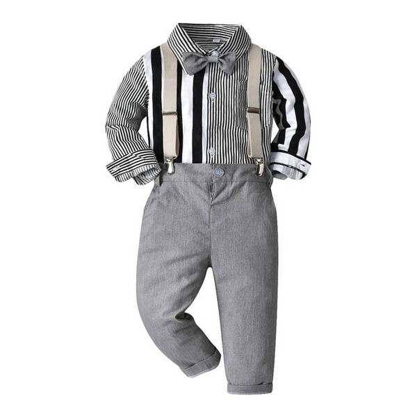 boys clothing sets kids suits children outfit baby clothes long sleeve bow tie striped shirts suspenders trousers pants 2pcs gentleman b7273, White
boys clothing sets kids suits children outfit baby clothes long sleeve bow tie striped shirts suspenders trousers pants 2pcs gentleman b7273, White