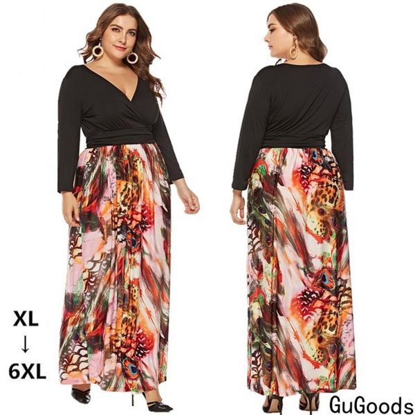 casual dresses ladies floral print patchwork dress plus size 5xl 6xl 2021 elegant v neck long sleeves a line party gowns vestidos robe, Black;gray
casual dresses ladies floral print patchwork dress plus size 5xl 6xl 2021 elegant v neck long sleeves a line party gowns vestidos robe, Black;gray