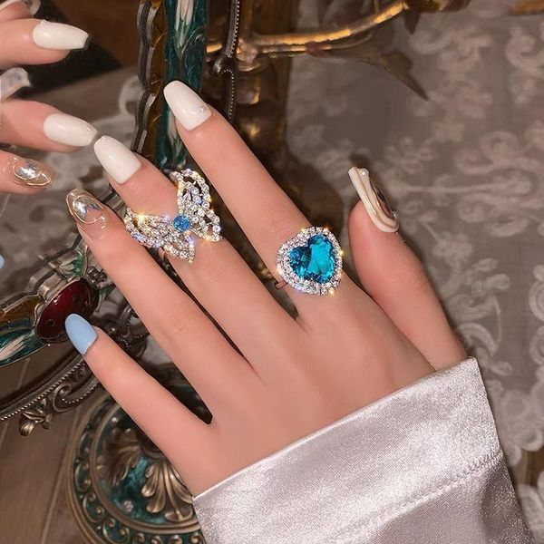 wedding rings blue zircon love heart ring luxury sparkling diamond female opening adjustable women's 2021 trend signet-ring couple, Slivery;golden
wedding rings blue zircon love heart ring luxury sparkling diamond female opening adjustable women's 2021 trend signet-ring couple, Slivery;golden