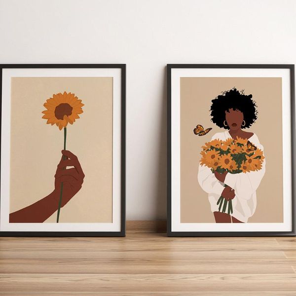abstract boho black woman flower lover nordic poster and print wall art canvas painting girl pictures for living room decor paintings
abstract boho black woman flower lover nordic poster and print wall art canvas painting girl pictures for living room decor paintings