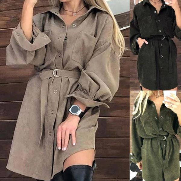 casual dresses autumn women dress long puff sleeve v neck turn down collar button belt corduroy mini shirt female, Black;gray
casual dresses autumn women dress long puff sleeve v neck turn down collar button belt corduroy mini shirt female, Black;gray