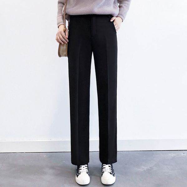 spring and autumn black pants women's high waist trousers casual pants all-match slimming straight suit pants trousers 210522, Black;white
spring and autumn black pants women's high waist trousers casual pants all-match slimming straight suit pants trousers 210522, Black;white