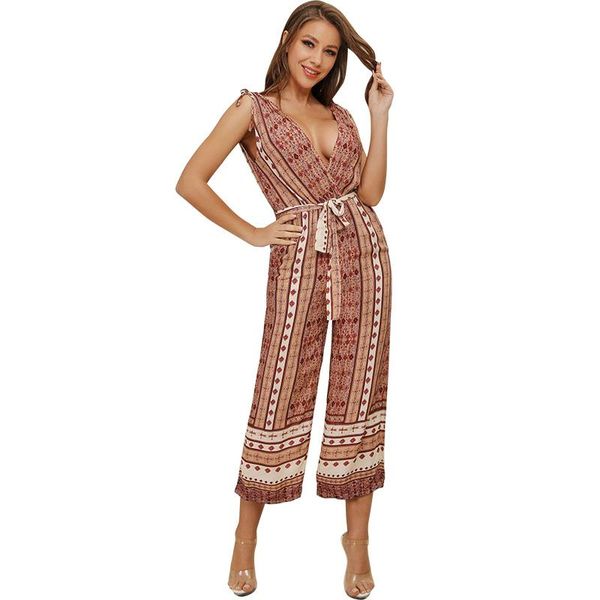 women's jumpsuits & rompers summer women printed jumpsuit v neck sleeveless tie waist combinaison pantalon femme lace up wide leg pants, Black;white
women's jumpsuits & rompers summer women printed jumpsuit v neck sleeveless tie waist combinaison pantalon femme lace up wide leg pants, Black;white