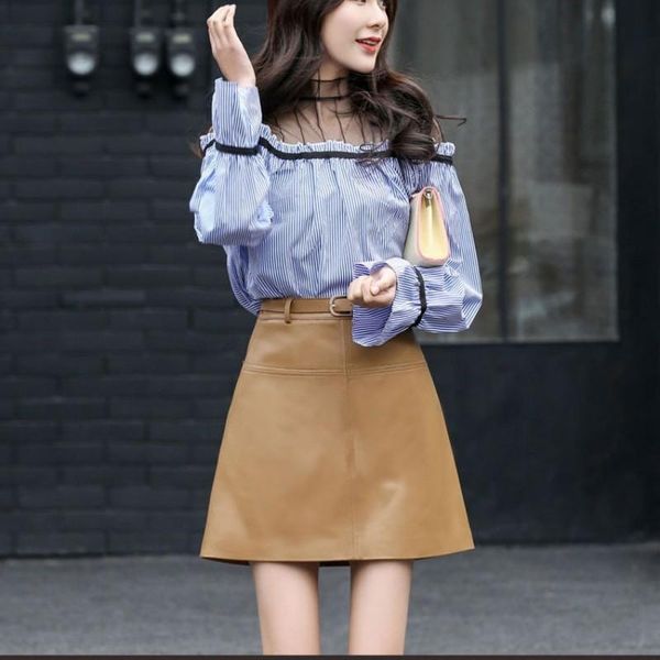 skirts 2021 womens genuine leather skirt a line belted office lady mini saia high waist elegant work army green khaki faldas mujer, Black
skirts 2021 womens genuine leather skirt a line belted office lady mini saia high waist elegant work army green khaki faldas mujer, Black