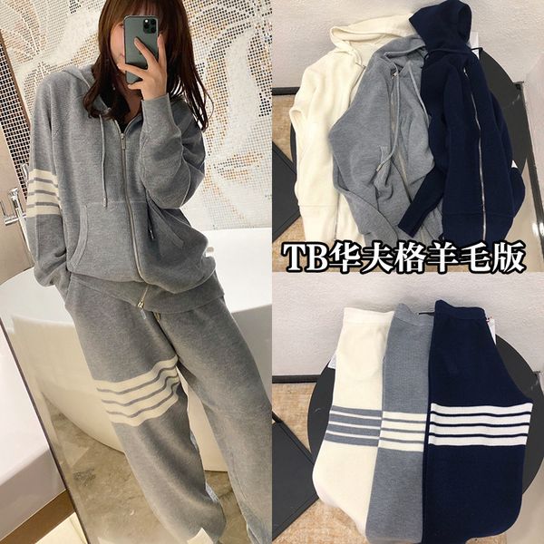 tb college style suit striped knitted sweater hooded zipper cardigan jacket loose casual leggings, White
tb college style suit striped knitted sweater hooded zipper cardigan jacket loose casual leggings, White