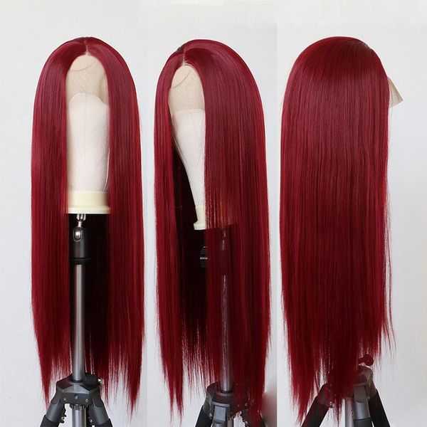 synthetic wigs long red straight hair wine for women t-part natural hairline burgundy lace front, Black
synthetic wigs long red straight hair wine for women t-part natural hairline burgundy lace front, Black