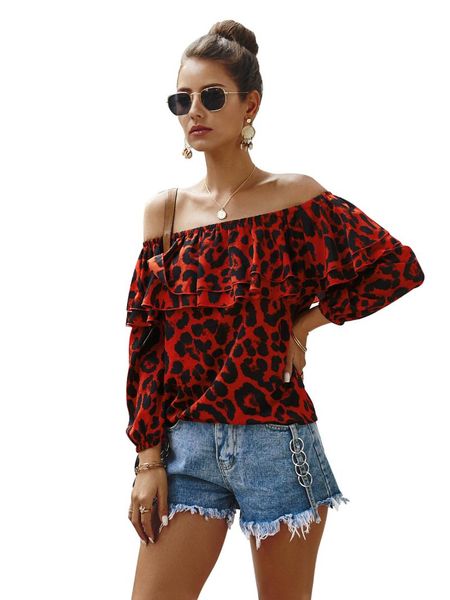 slash neck off shoulder woman shirts elegant long sleeve ruffle clothes leopard print wear high street fashion women's t-shirt, White
slash neck off shoulder woman shirts elegant long sleeve ruffle clothes leopard print wear high street fashion women's t-shirt, White