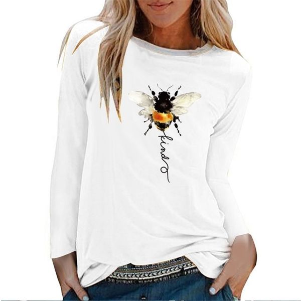 bee kind printed long sleeve t-shirts women autumn winter woman tshirts cotton graphic tees streetwear white crew neck 210324
bee kind printed long sleeve t-shirts women autumn winter woman tshirts cotton graphic tees streetwear white crew neck 210324