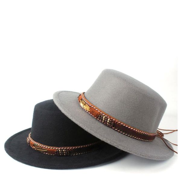 fashion men women flat hat dance party fedora for gentleman wool trilby jazz size 56-58cm wide brim hats, Blue;gray
fashion men women flat hat dance party fedora for gentleman wool trilby jazz size 56-58cm wide brim hats, Blue;gray