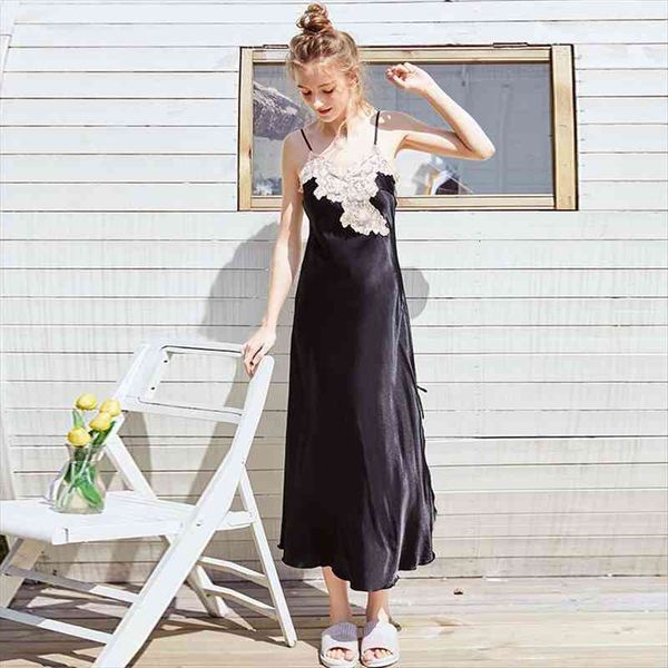 summer silk nightgowns womens sleepwears sleepshirts spaghetti strap solid lace embroidery female elegant long skirt homewear, Black;red
summer silk nightgowns womens sleepwears sleepshirts spaghetti strap solid lace embroidery female elegant long skirt homewear, Black;red