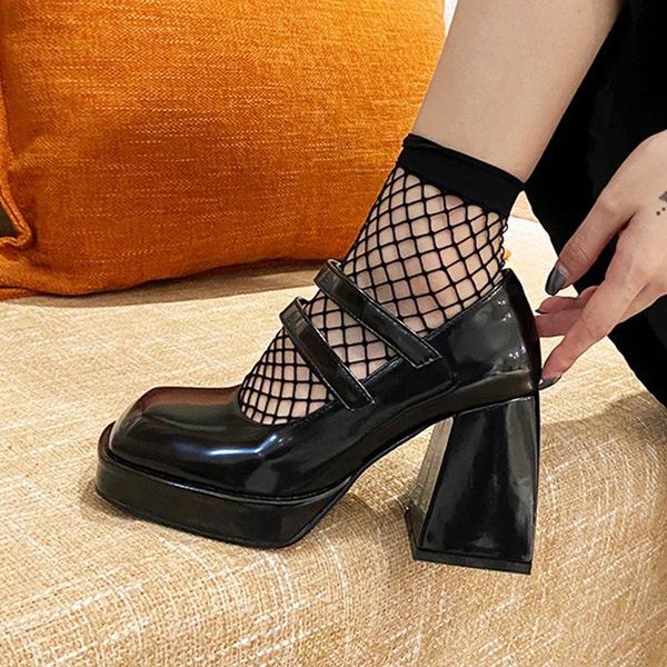 dress shoes patent leather vintage mary jane women's platform high heeled women square toe pumps lolita, Black
dress shoes patent leather vintage mary jane women's platform high heeled women square toe pumps lolita, Black