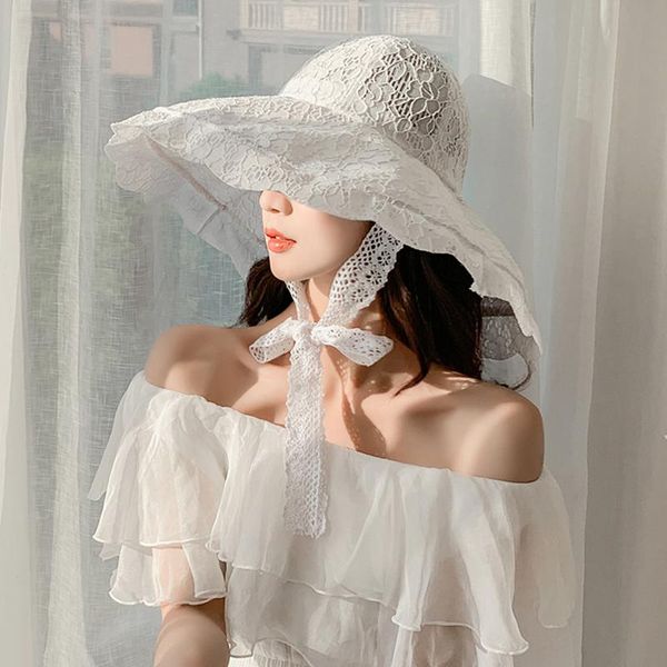 wide brim hats 2021 summer women white lace sun hat breathable beach black, Blue;gray
wide brim hats 2021 summer women white lace sun hat breathable beach black, Blue;gray