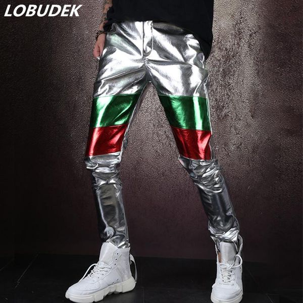 men's pants silver pu leather long man slim casual male punk singer rock hip hop fur trousers nightclub dancer concert costume, Black
men's pants silver pu leather long man slim casual male punk singer rock hip hop fur trousers nightclub dancer concert costume, Black