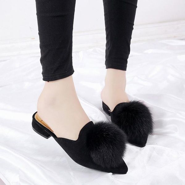 women's slippers autumn winter pointed toe ladies fashion mules outside suede woman shoes low heels female office, Black
women's slippers autumn winter pointed toe ladies fashion mules outside suede woman shoes low heels female office, Black