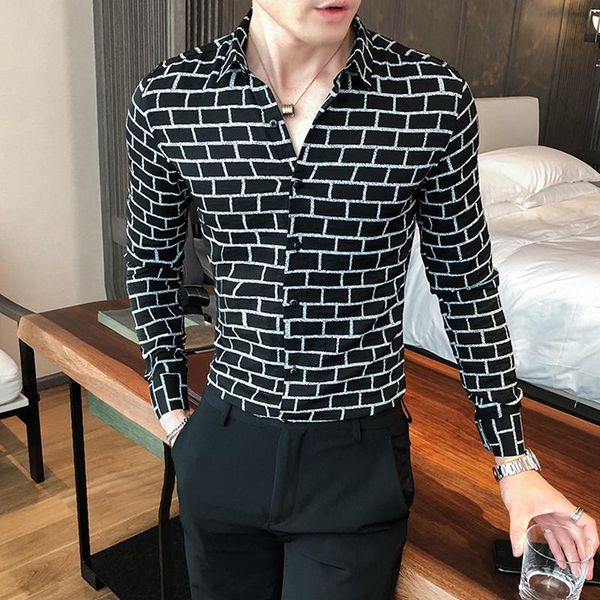 men's casual shirts korean style irregular plaid shirt dress men turndown collar long-sleeved chemise social homme night club tuxedo, White;black
men's casual shirts korean style irregular plaid shirt dress men turndown collar long-sleeved chemise social homme night club tuxedo, White;black