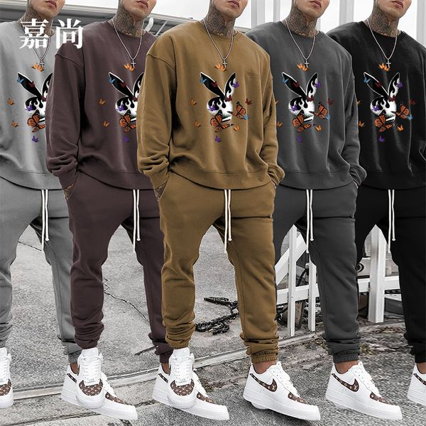 2021 autumn men's fashion tracksuits long-sleeved printed round neck sweater loose casual trousers two-piece suit, Gray
2021 autumn men's fashion tracksuits long-sleeved printed round neck sweater loose casual trousers two-piece suit, Gray