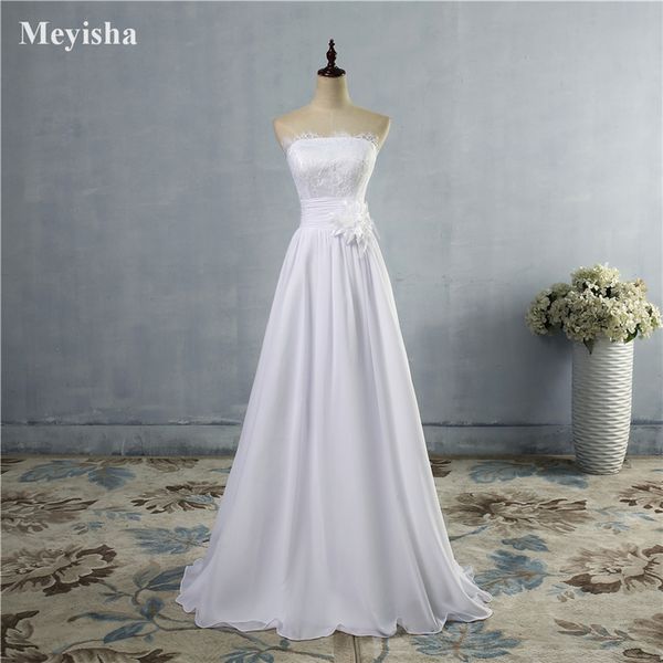 zj9016 beach wedding dress 2021 a-line side elegant lace appliques chiffon plus size dresses for bridal gowns with flower, White
zj9016 beach wedding dress 2021 a-line side elegant lace appliques chiffon plus size dresses for bridal gowns with flower, White