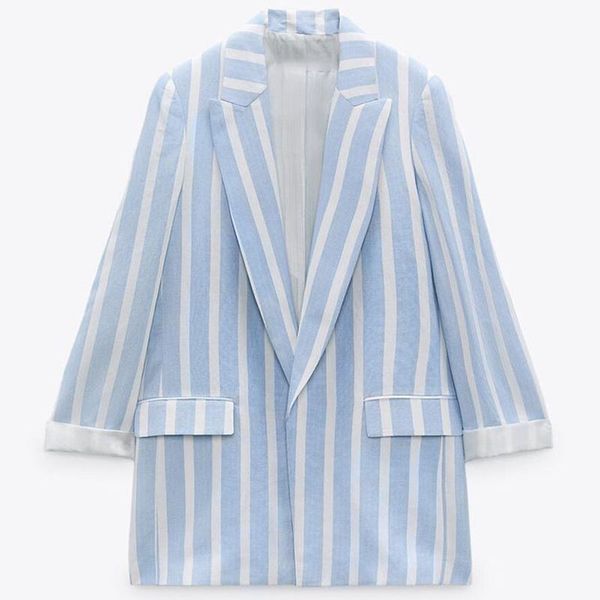 women's suits & blazers summer women blue blazer coat long sleeve pocket elegant striped jackets ladies, White;black
women's suits & blazers summer women blue blazer coat long sleeve pocket elegant striped jackets ladies, White;black