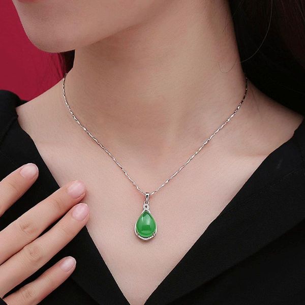 pendant necklaces lady gourd-shaped drop-shaped necklace women jewelry layered accessories for, Silver