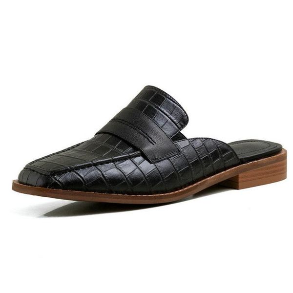 spring est women mules slippers genuine leather sandals female classic design working office shoes woman, Black
spring est women mules slippers genuine leather sandals female classic design working office shoes woman, Black