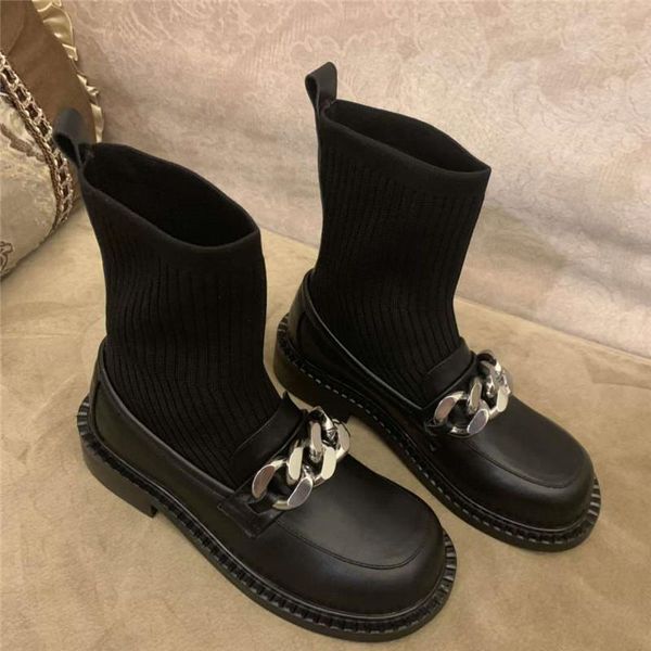 boots short women elastic knitting fashion brand metal chain decor ankle luxury designer black shoes
boots short women elastic knitting fashion brand metal chain decor ankle luxury designer black shoes