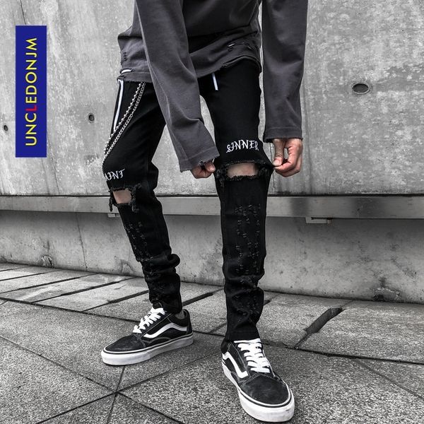 uncledonjm knee holes jeans men's scraping black fashion hip hop stretch slim fit pants hip hop ripped jeans destroy 210320, Blue
uncledonjm knee holes jeans men's scraping black fashion hip hop stretch slim fit pants hip hop ripped jeans destroy 210320, Blue