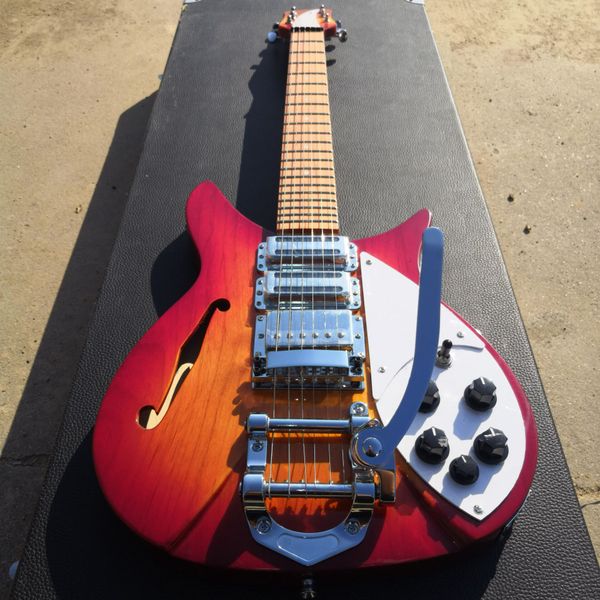 rare john lennon 325 cherry sunburst semi hollow body electric guitar short scale 527mm, bigs tremolo, single f hole, lacquer painted finger
rare john lennon 325 cherry sunburst semi hollow body electric guitar short scale 527mm, bigs tremolo, single f hole, lacquer painted finger