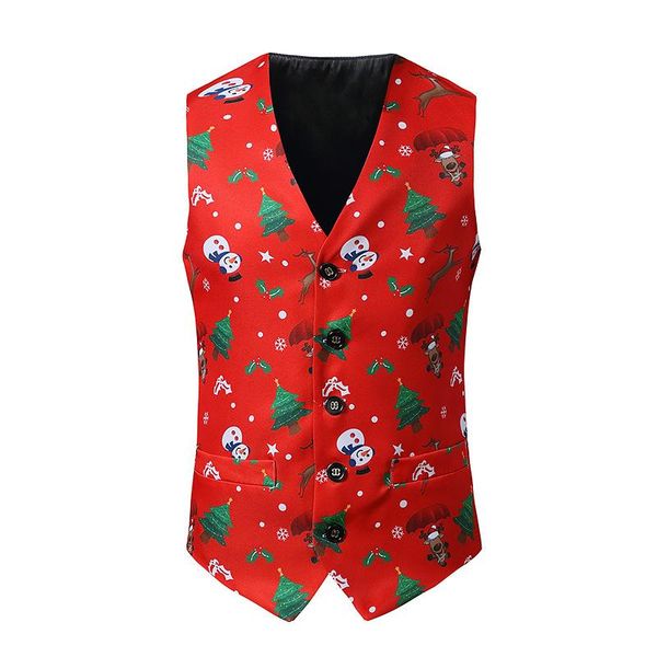 men's vests red christmas tuxedo vest men 2021 brand snowman print dress waistcoat xmas feliz navidad party chalecos para hombre, Black;white
men's vests red christmas tuxedo vest men 2021 brand snowman print dress waistcoat xmas feliz navidad party chalecos para hombre, Black;white
