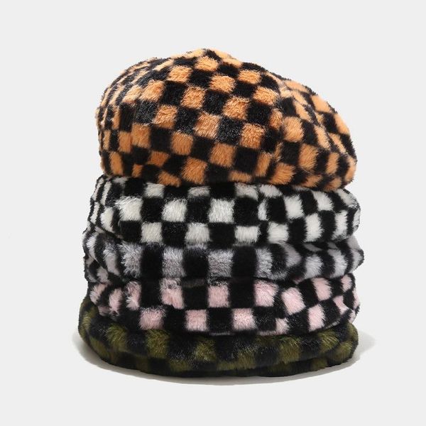 berets autumn and winter ladies creative checkerboard lattice beret thick warm plush faux fur painter hat, Blue;gray
berets autumn and winter ladies creative checkerboard lattice beret thick warm plush faux fur painter hat, Blue;gray