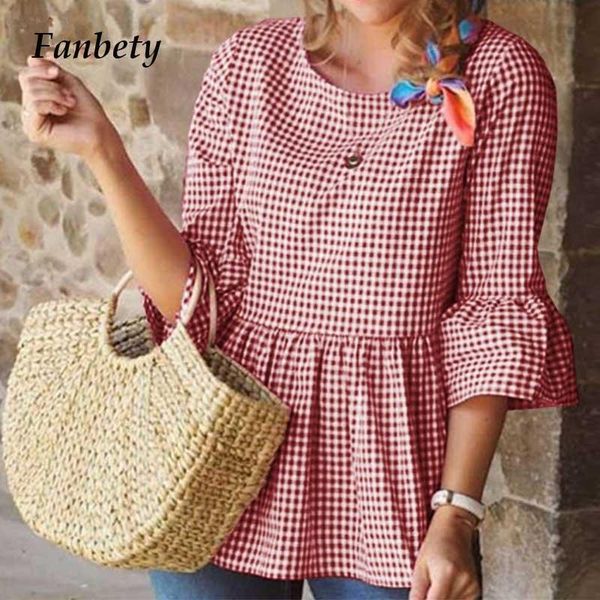 autumn women elegant plaid blouse shirts vintage three-quarter sleeve flare mujer 2021 ladies casual o neck loose shirt 5xl women's bl, White
autumn women elegant plaid blouse shirts vintage three-quarter sleeve flare mujer 2021 ladies casual o neck loose shirt 5xl women's bl, White
