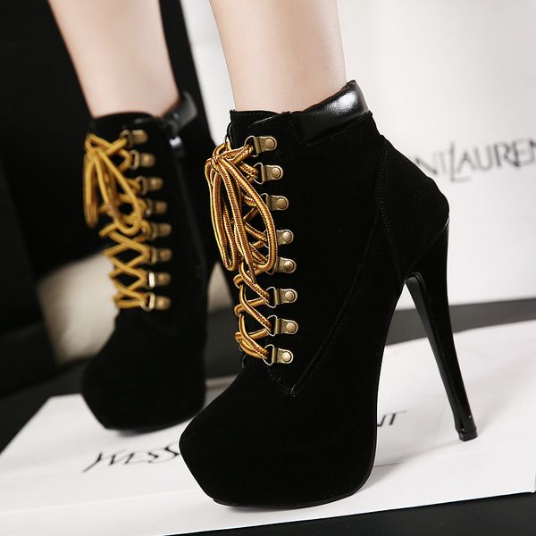 414243 size european station european and american foreign trade short boots super high heel cross strap stiletto martin boots short boots s, Black
414243 size european station european and american foreign trade short boots super high heel cross strap stiletto martin boots short boots s, Black