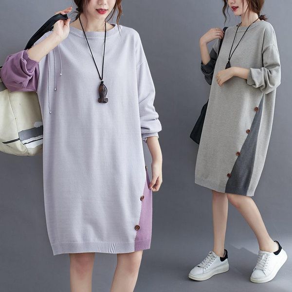 casual dresses contrast color sweater dress 2021 autumn and winter women knitted warm stitching loose large size long pullover k1298, Black;gray
casual dresses contrast color sweater dress 2021 autumn and winter women knitted warm stitching loose large size long pullover k1298, Black;gray