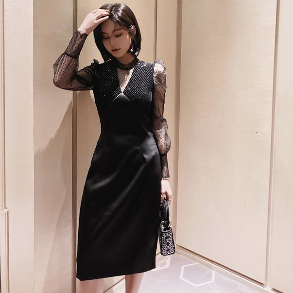 autumn spring fashion arrival temperamental perspective quality black sleeves elegant pencil dress, Black;gray
autumn spring fashion arrival temperamental perspective quality black sleeves elegant pencil dress, Black;gray