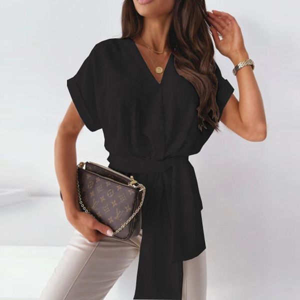 women's blouses & shirts summer casual short sleeve loose pullover 2021 office lady solid shirt blouse elegant v neck women bandag, White
women's blouses & shirts summer casual short sleeve loose pullover 2021 office lady solid shirt blouse elegant v neck women bandag, White