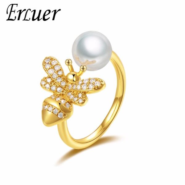 cluster rings erluer for women imitation pearl adjustable bee jewellery girl rose gold crystal zircon wedding ring engagement jewelry, Golden;silver
cluster rings erluer for women imitation pearl adjustable bee jewellery girl rose gold crystal zircon wedding ring engagement jewelry, Golden;silver