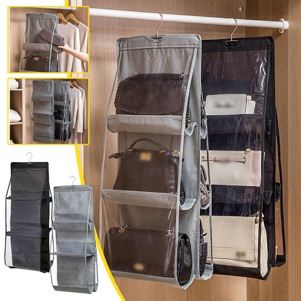 storage bags double sided hanging handbag organizer dust-proof holder bag wardrobe closet for purse clutch with 6 larger pockets
storage bags double sided hanging handbag organizer dust-proof holder bag wardrobe closet for purse clutch with 6 larger pockets