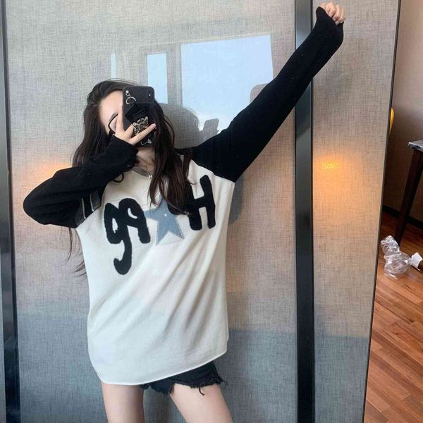 21002 wool d five pointed jacquard autumn contrast color woolen sweater female 8992d family star letter long sleeve, White;black
21002 wool d five pointed jacquard autumn contrast color woolen sweater female 8992d family star letter long sleeve, White;black